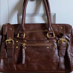 Brown Faux Leather Satchel